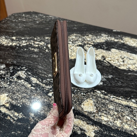 Michael Kors Dark Brown Logo Zip Wallet - Picture 5 of 10